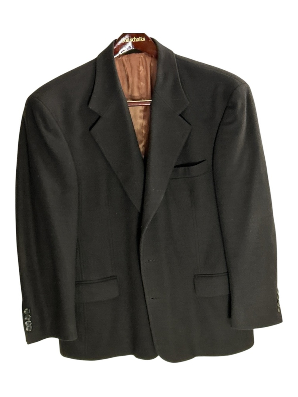 Cashmere Blend Men’s Sport Coat in Black w/copper satin Lining Sz 42.